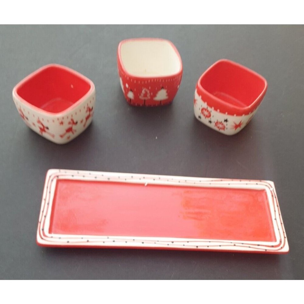 Harry & David Christmas Serving Set 3 Bowls & Tray